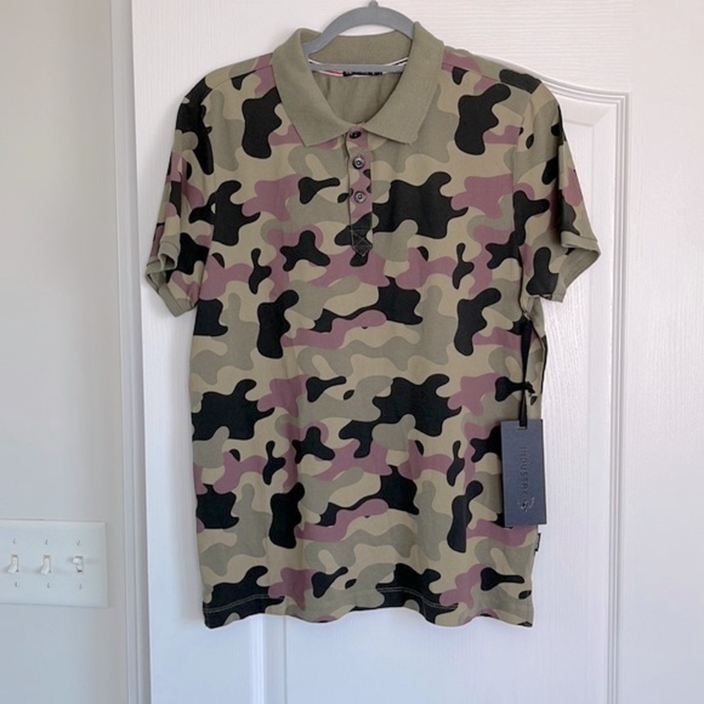 🌟New Mens Industry Camouflage print polo-Small🌟